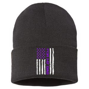 Alzheimer's Awareness For My Dad Support Flag Sustainable Knit Beanie