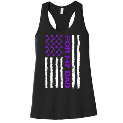 Alzheimer's Awareness For My Dad Support Flag Women's Racerback Tank