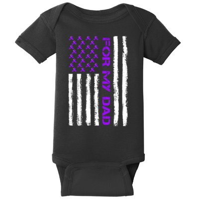 Alzheimer's Awareness For My Dad Support Flag Baby Bodysuit