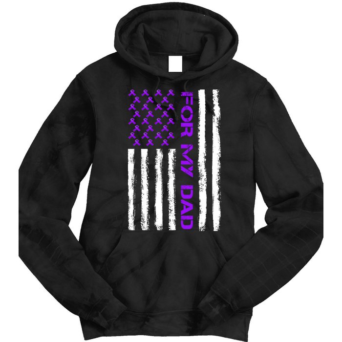 Alzheimer's Awareness For My Dad Support Flag Tie Dye Hoodie