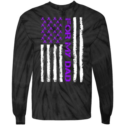 Alzheimer's Awareness For My Dad Support Flag Tie-Dye Long Sleeve Shirt