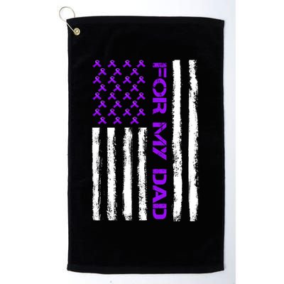 Alzheimer's Awareness For My Dad Support Flag Golf Towel