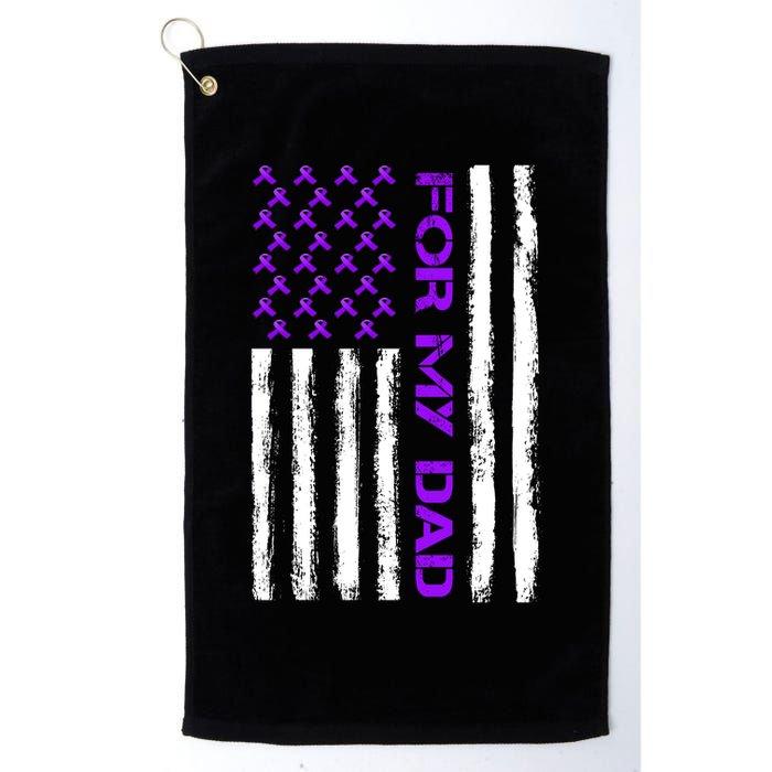 Alzheimer's Awareness For My Dad Support Flag Golf Towel