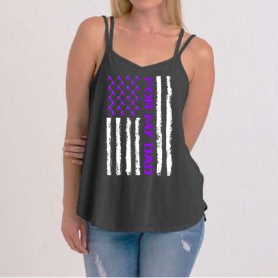 Alzheimer's Awareness For My Dad Support Flag Women's Strappy Tank