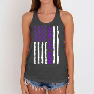 Alzheimer's Awareness For My Dad Support Flag Women's Knotted Racerback Tank