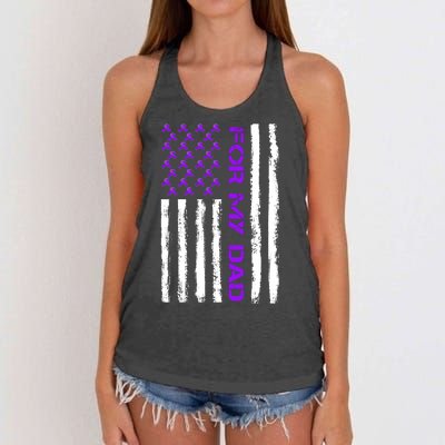 Alzheimer's Awareness For My Dad Support Flag Women's Knotted Racerback Tank