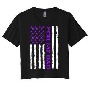 Alzheimer's Awareness For My Dad Support Flag Women's Crop Top Tee