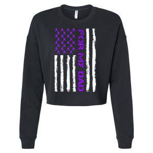 Alzheimer's Awareness For My Dad Support Flag Cropped Pullover Crew