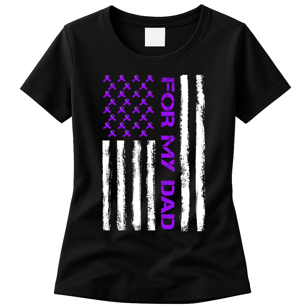 Alzheimer's Awareness For My Dad Support Flag Womens T-Shirt