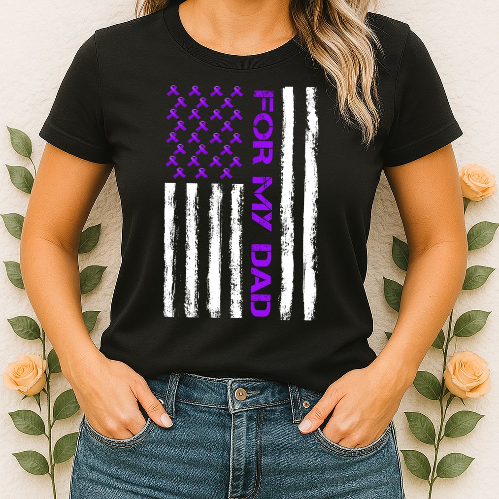 Alzheimer's Awareness For My Dad Support Flag Womens T-Shirt