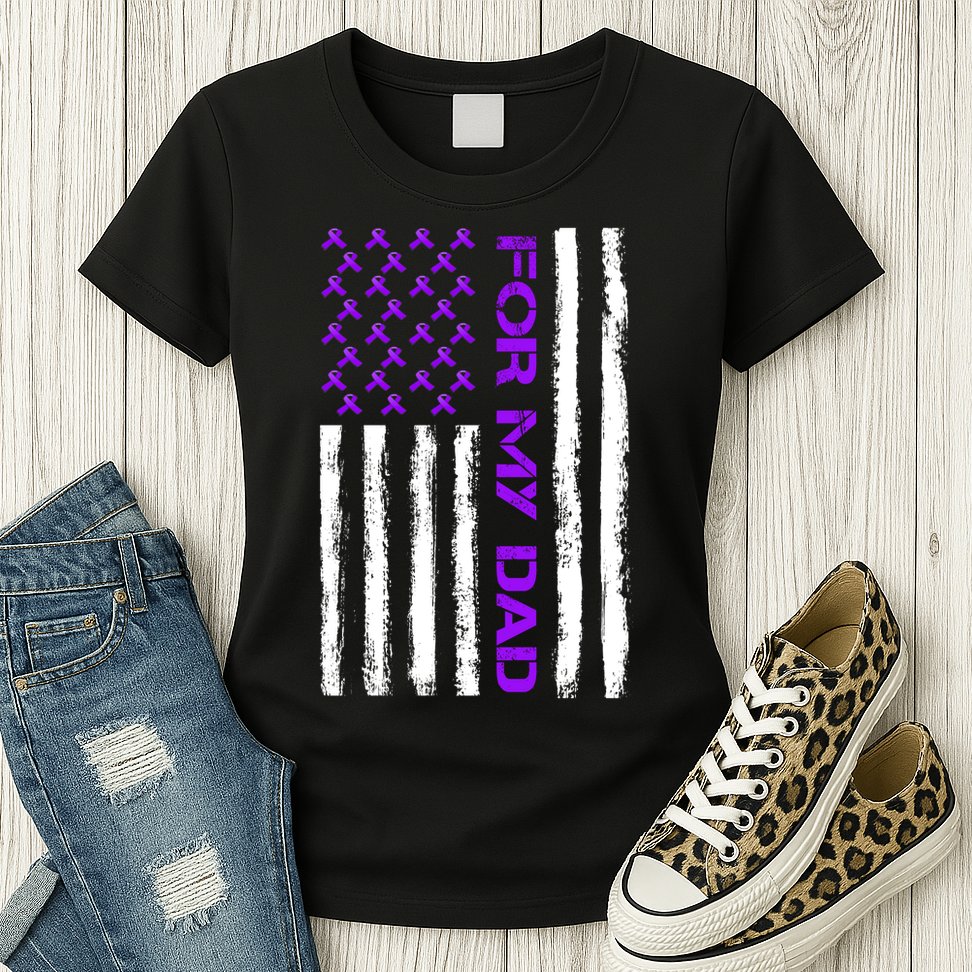 Alzheimer's Awareness For My Dad Support Flag Womens T-Shirt