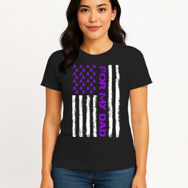 Alzheimer's Awareness For My Dad Support Flag Womens T-Shirt