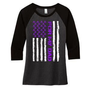 Alzheimer's Awareness For My Dad Support Flag Women's Tri-Blend 3/4-Sleeve Raglan Shirt