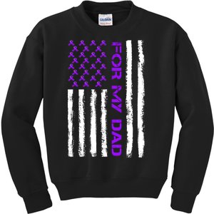 Alzheimer's Awareness For My Dad Support Flag Kids Sweatshirt