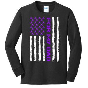 Alzheimer's Awareness For My Dad Support Flag Kids Long Sleeve Shirt