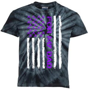 Alzheimer's Awareness For My Dad Support Flag Kids Tie-Dye T-Shirt