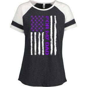 Alzheimer's Awareness For My Dad Support Flag Enza Ladies Jersey Colorblock Tee