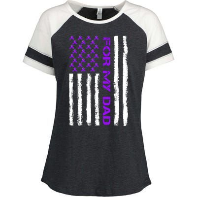 Alzheimer's Awareness For My Dad Support Flag Enza Ladies Jersey Colorblock Tee