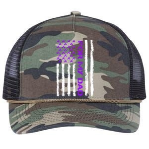 Alzheimer's Awareness For My Dad Support Flag Retro Rope Trucker Hat Cap