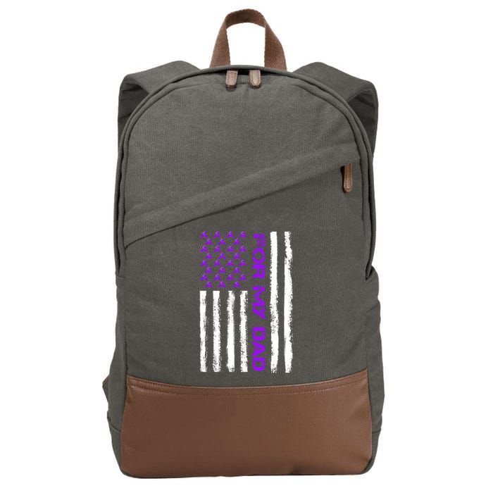 Alzheimer's Awareness For My Dad Support Flag Cotton Canvas Backpack