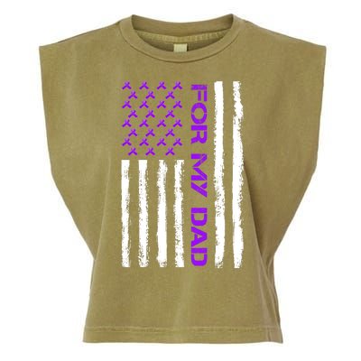 Alzheimer's Awareness For My Dad Support Flag Garment-Dyed Women's Muscle Tee