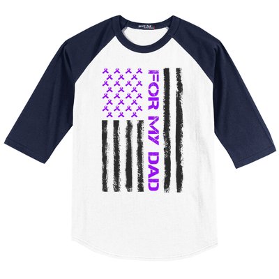 Alzheimer's Awareness For My Dad Support Flag Baseball Sleeve Shirt