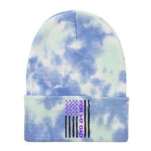 Alzheimer's Awareness For My Dad Support Flag Tie Dye 12in Knit Beanie