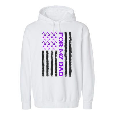 Alzheimer's Awareness For My Dad Support Flag Garment-Dyed Fleece Hoodie