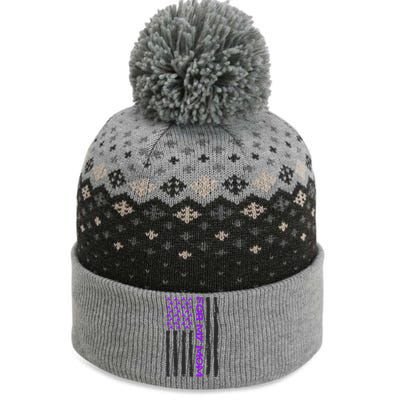 Alzheimer's Awareness For My Mom Support Flag The Baniff Cuffed Pom Beanie