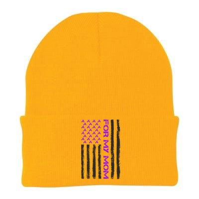 Alzheimer's Awareness For My Mom Support Flag Knit Cap Winter Beanie