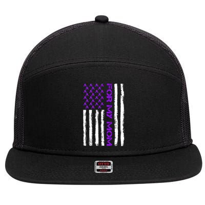 Alzheimer's Awareness For My Mom Support Flag 7 Panel Mesh Trucker Snapback Hat