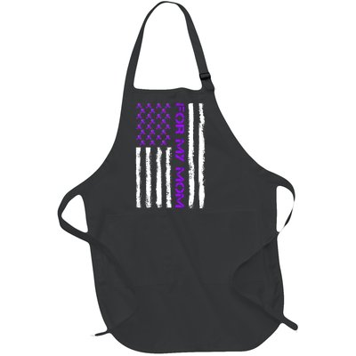 Alzheimer's Awareness For My Mom Support Flag Full-Length Apron With Pockets