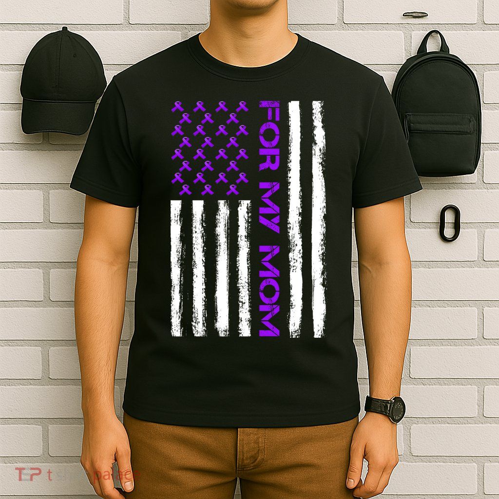 Alzheimer's Awareness For My Mom Support Flag T-Shirt