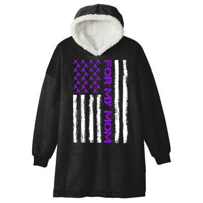 Alzheimer's Awareness For My Mom Support Flag Hooded Wearable Blanket