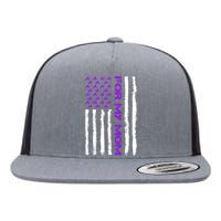 Alzheimer's Awareness For My Mom Support Flag Flat Bill Trucker Hat