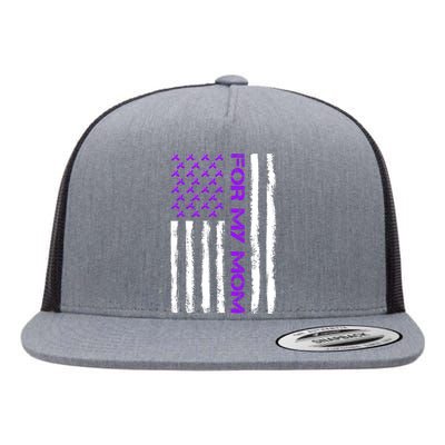 Alzheimer's Awareness For My Mom Support Flag Flat Bill Trucker Hat