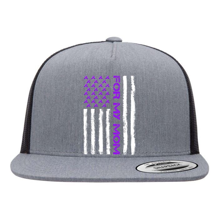 Alzheimer's Awareness For My Mom Support Flag Flat Bill Trucker Hat