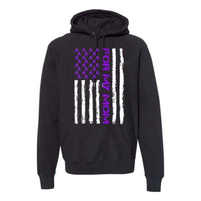 Alzheimer's Awareness For My Mom Support Flag Premium Hoodie