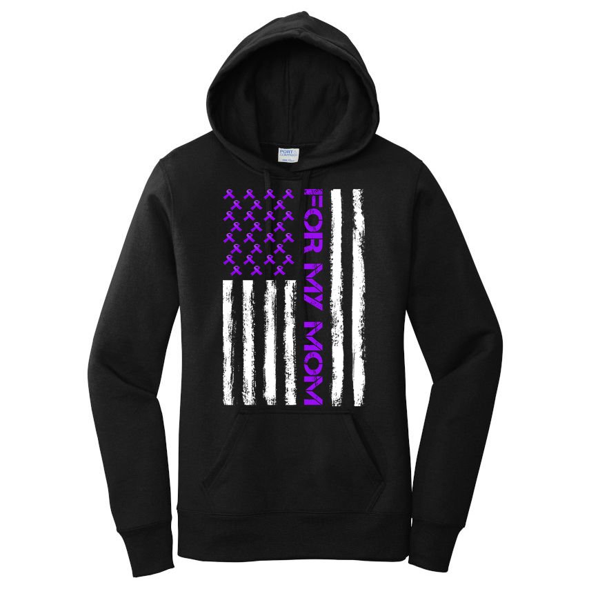 Alzheimer's Awareness For My Mom Support Flag Women's Pullover Hoodie