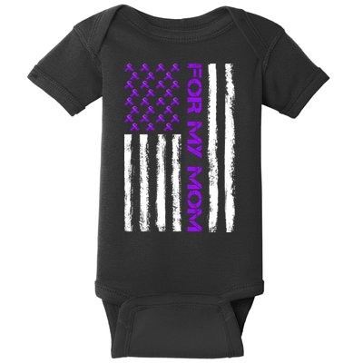 Alzheimer's Awareness For My Mom Support Flag Baby Bodysuit