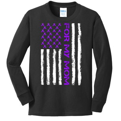 Alzheimer's Awareness For My Mom Support Flag Kids Long Sleeve Shirt