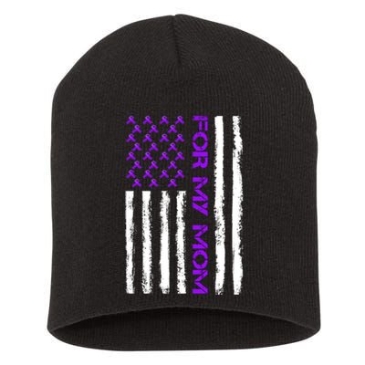 Alzheimer's Awareness For My Mom Support Flag Short Acrylic Beanie