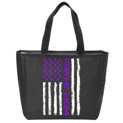 Alzheimer's Awareness For My Mom Support Flag Zip Tote Bag