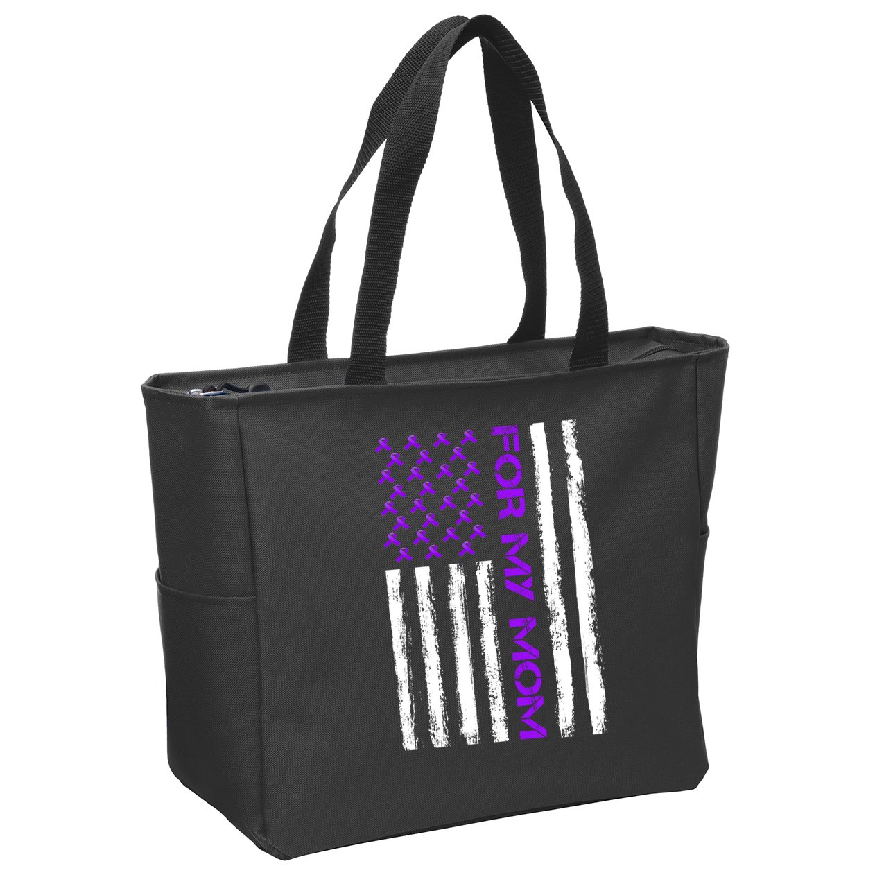 Alzheimer's Awareness For My Mom Support Flag Zip Tote Bag