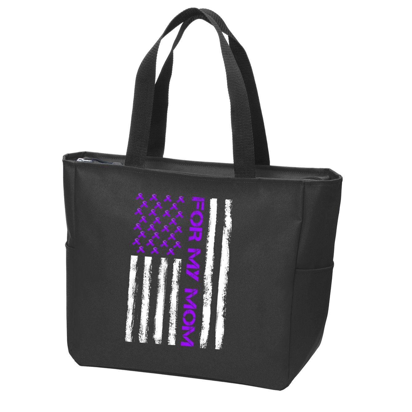 Alzheimer's Awareness For My Mom Support Flag Zip Tote Bag