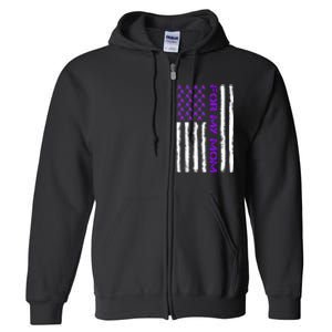 Alzheimer's Awareness For My Mom Support Flag Full Zip Hoodie