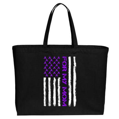 Alzheimer's Awareness For My Mom Support Flag Cotton Canvas Jumbo Tote