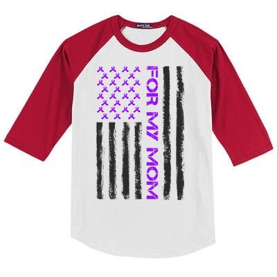 Alzheimer's Awareness For My Mom Support Flag Kids Colorblock Raglan Jersey