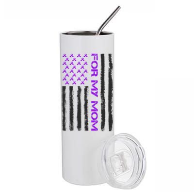 Alzheimer's Awareness For My Mom Support Flag Stainless Steel Tumbler