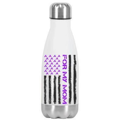 Alzheimer's Awareness For My Mom Support Flag Stainless Steel Insulated Water Bottle